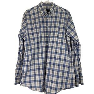 Scott Baker Men's Plaid Blue & White Button Up Long Sleeve Shirt Size Large
